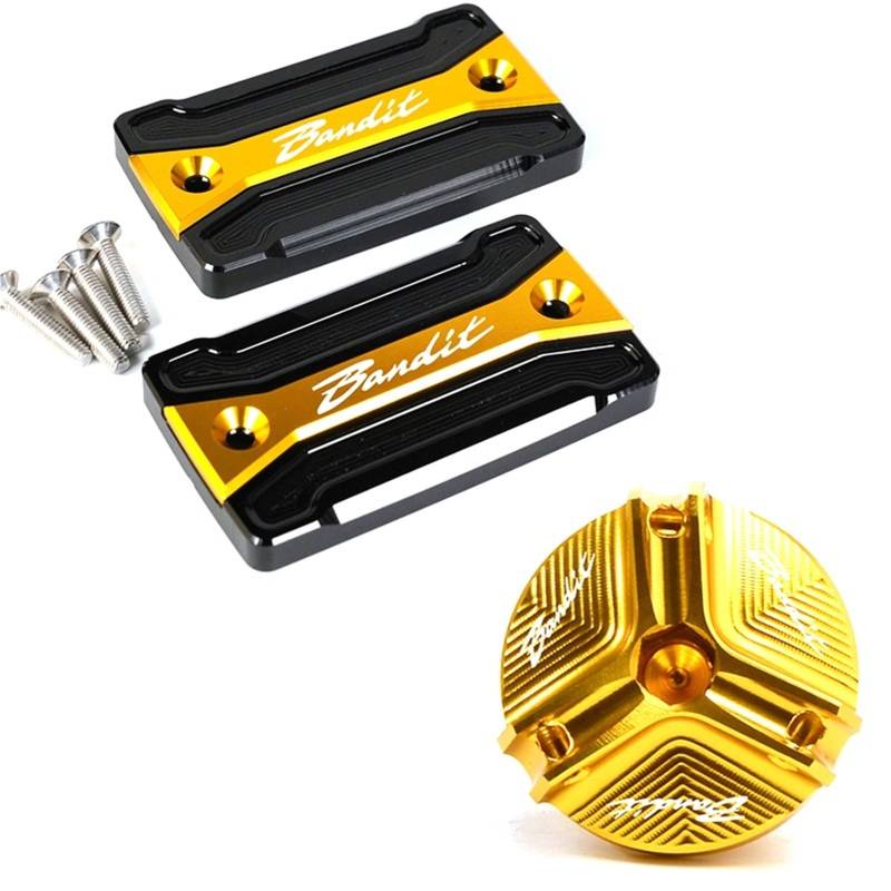 YIJIEBAO Passend for Suzuki Bandit S 650 S650 1250/1250S Bandit 1200/1200S Motorrad Vorderradbremsöl Flüssigkeit Hauptzylinderdeckel Reservoirdeckel Zubehör(1 Set Gold) von YIJIEBAO