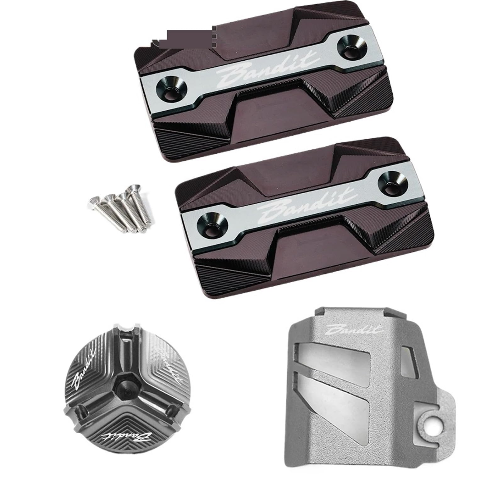 YIJIEBAO Passend for Suzuki Bandit S 650 S650 1250/1250S Bandit 1200/1200S Motorrad vorne hinten Bremsflüssigkeitsbehälter-Abdeckung Motoröldeckel Zubehör(1 Set Grey) von YIJIEBAO