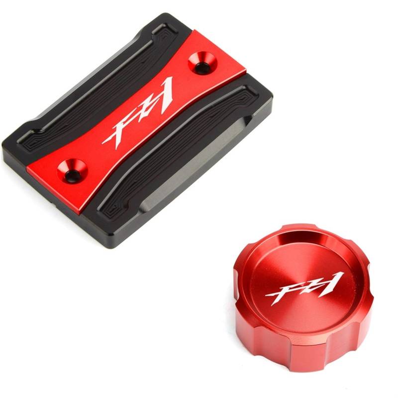 YIJIEBAO Passend for Yamaha FZ1 FAZER FZ 1 2006–2015 Motorräder, CNC-Aluminium vorne und hinten, Bremskupplung, Öl-Flüssigkeitsbehälter-Abdeckkappe Zubehör(Front and Rear Red) von YIJIEBAO