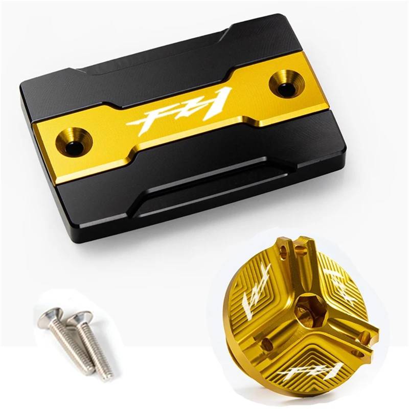 YIJIEBAO Passend for Yamaha FZ1 FZ-1 2006–2015 2008 2009. Motorrad-Vorderradbremsflüssigkeitstankdeckel und Motoreinfülldeckel-Schutzzubehör Zubehör(A Set Gold) von YIJIEBAO