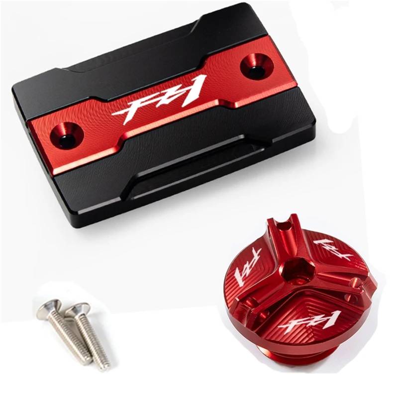 YIJIEBAO Passend for Yamaha FZ1 FZ-1 2006–2015 2008 2009. Motorrad-Vorderradbremsflüssigkeitstankdeckel und Motoreinfülldeckel-Schutzzubehör Zubehör(A Set red) von YIJIEBAO