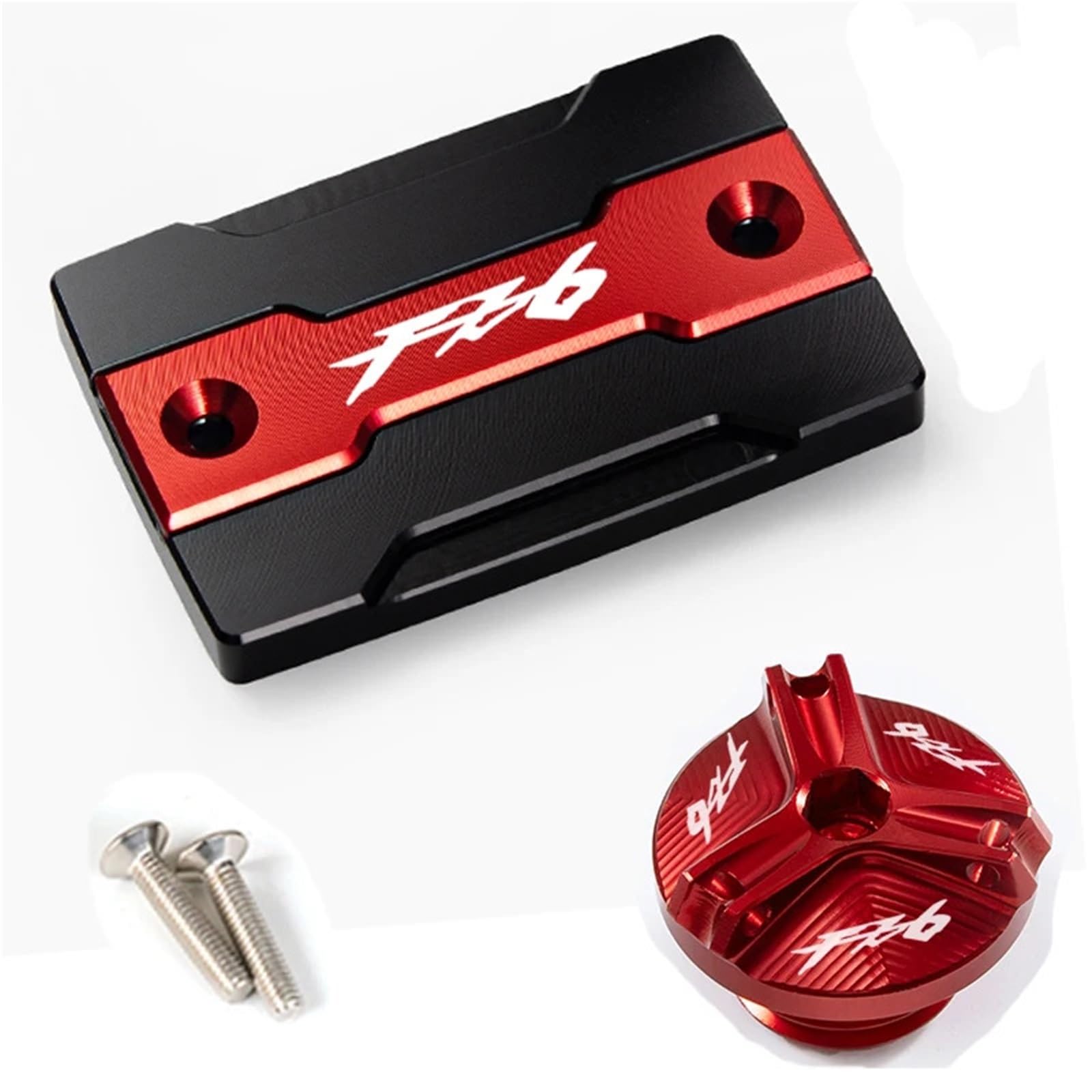 YIJIEBAO Passend for Yamaha FZ6 FZ-6 ZF6N FZ6R FZ6S Motorrad-Vorderradbremsflüssigkeitstankdeckel und Motoreinfülldeckel-Schutzzubehör Zubehör(A Set red) von YIJIEBAO