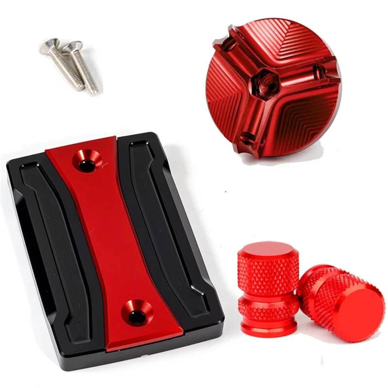 YIJIEBAO Passend for Yamaha FZ6 FZ-6 ZF6N FZ6R FZ6S Motorradzubehör Vorderradbremsflüssigkeitsbehälterdeckel Zylinderdeckel Öleinfülldeckel Zubehör(3 pcs-Red) von YIJIEBAO