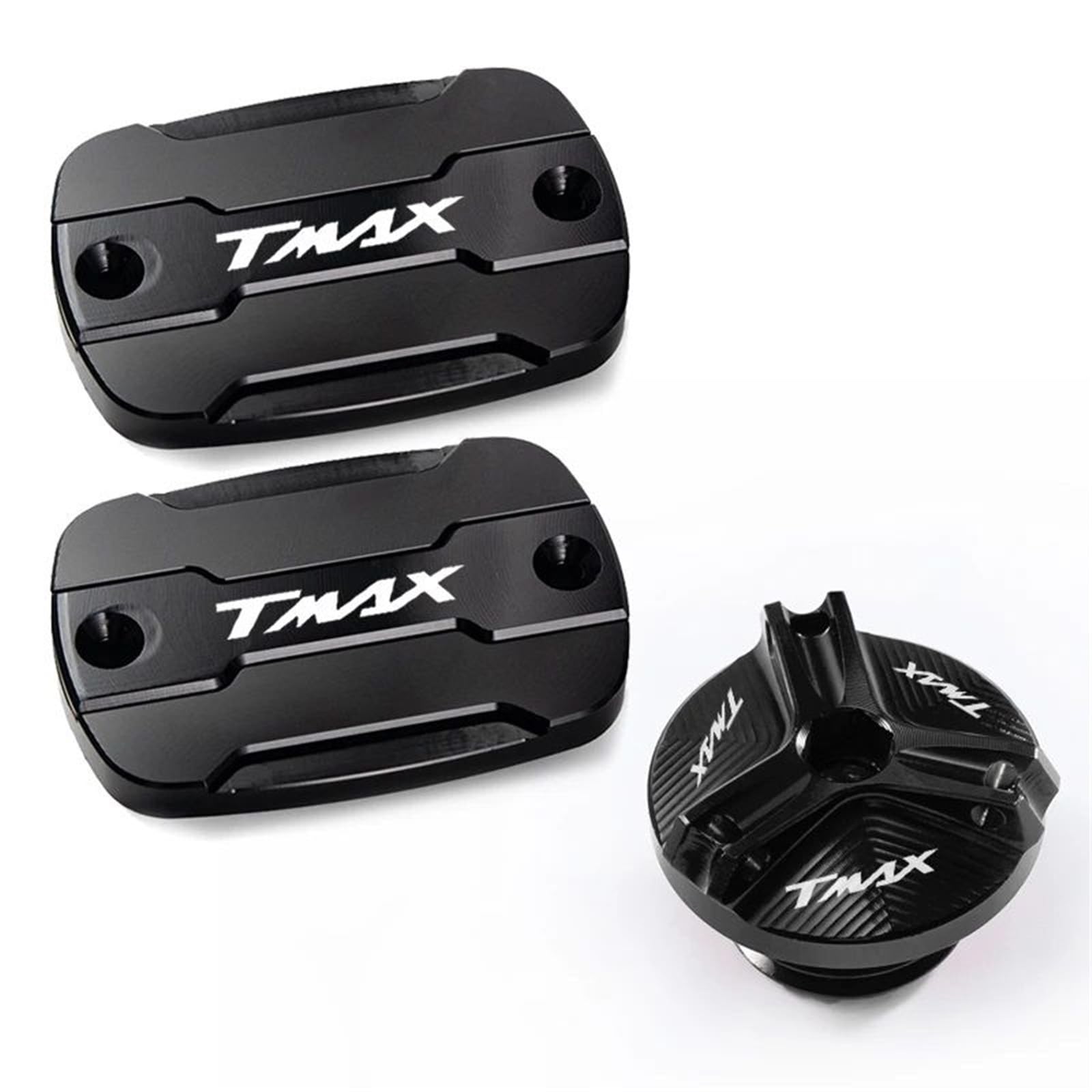 YIJIEBAO Passend for Yamaha T-Max 500 TMAX 500 TMAX 530 SX DX 560 TECH Max TMAX Motorradzubehör Vordere Bremsflüssigkeit Bremsöltankabdeckung Zubehör(A Set Black) von YIJIEBAO