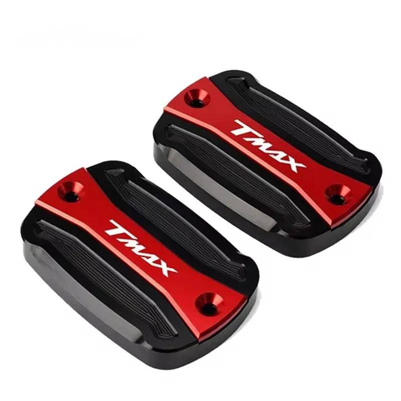 YIJIEBAO Passend for Yamaha T-Max TMAX 530 500 560 TMax530 SX DX TECH MAX TMAX560 Motorrad-Knopf-Bremsflüssigkeits-Hauptzylinder-Reservoir-Abdeckung Zubehör(2-Red) von YIJIEBAO