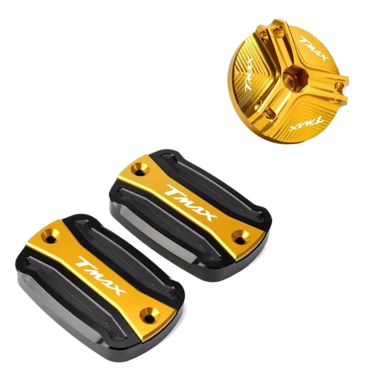 YIJIEBAO Passend for Yamaha T-Max TMAX 530 500 560 TMax530 SX DX TECH MAX TMAX560 Motorrad-Knopf-Bremsflüssigkeits-Hauptzylinder-Reservoir-Abdeckung Zubehör(3-Gold) von YIJIEBAO