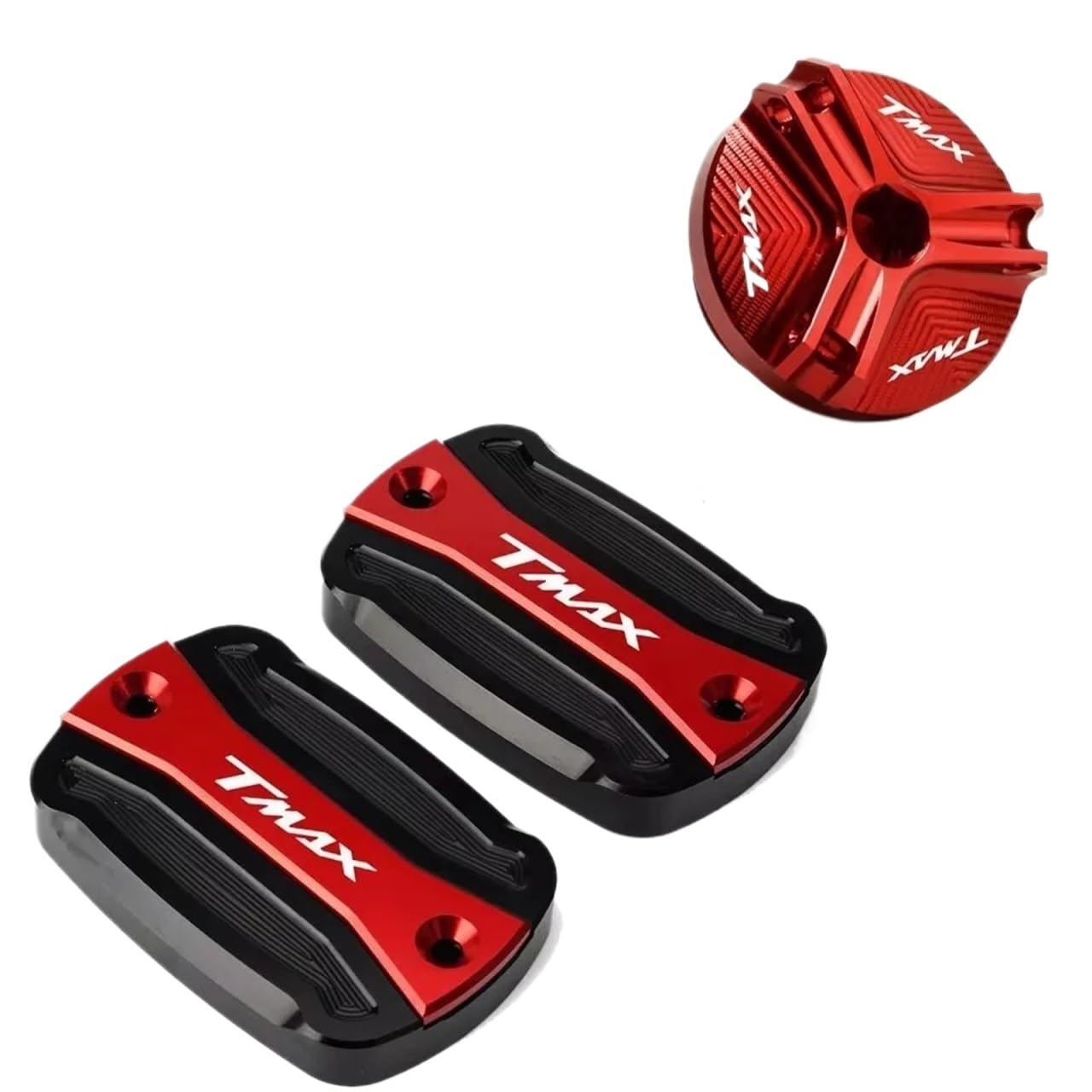 YIJIEBAO Passend for Yamaha T-Max TMAX 530 500 560 TMax530 SX DX TECH MAX TMAX560 Motorrad-Knopf-Bremsflüssigkeits-Hauptzylinder-Reservoir-Abdeckung Zubehör(3-Red) von YIJIEBAO