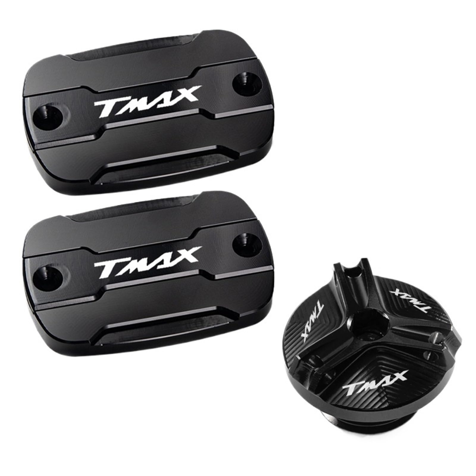 YIJIEBAO Passend for Yamaha TMAX 530 500 560 TMax530 SX DX TECH MAX TMAX560 T-Max Zubehör Vorderradbremsflüssigkeit Bremstankdeckel und Einfülldeckel Zubehör(A Set Black) von YIJIEBAO