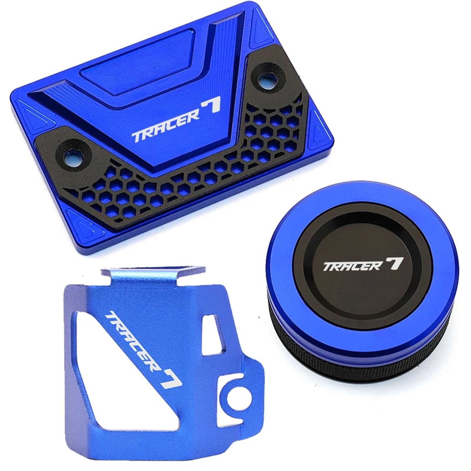 YIJIEBAO Passend for Yamaha Tracer 7/GT 2021 22 Tracer 7GT Motorrad vorne und hinten Bremsflüssigkeitsschutz, Hauptzylinder, Kraftstofftankdeckel-Schutz Zubehör(Set Blue) von YIJIEBAO