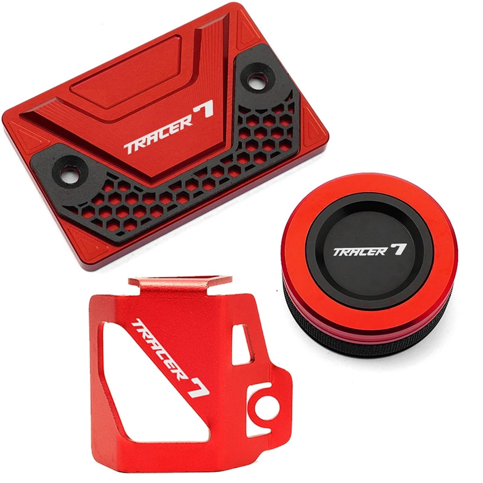 YIJIEBAO Passend for Yamaha Tracer 7/GT 2021 22 Tracer 7GT Motorrad vorne und hinten Bremsflüssigkeitsschutz, Hauptzylinder, Kraftstofftankdeckel-Schutz Zubehör(Set red) von YIJIEBAO