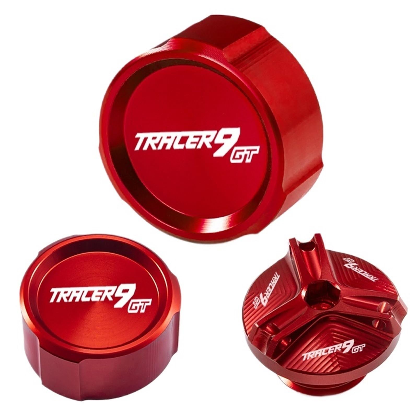 YIJIEBAO Passend for Yamaha Tracer 9 Gt 9gt TRACER9GT 2021 2022 2023 vorderer und hinterer Bremstankdeckel und Einfülldeckel-Schutzzubehör Zubehör(A Set red) von YIJIEBAO