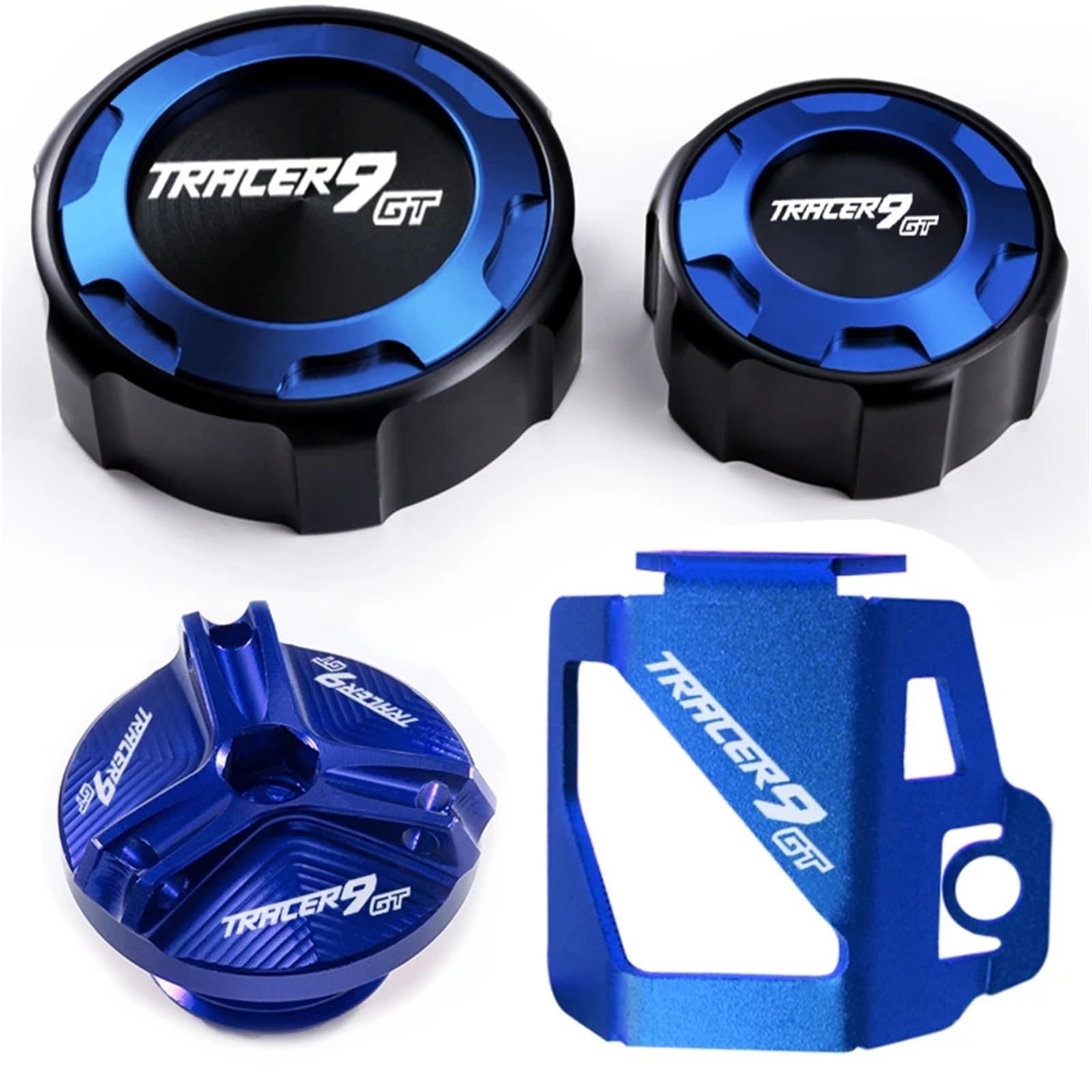 YIJIEBAO Passend for Yamaha Tracer9 Gt, Tracer 9 Gt TRCAER9GT, Zubehör vorne und hinten, Bremsflüssigkeitstankdeckel, Behälterdeckel, Schutz, Einfülldeckel Zubehör(Four Blue) von YIJIEBAO