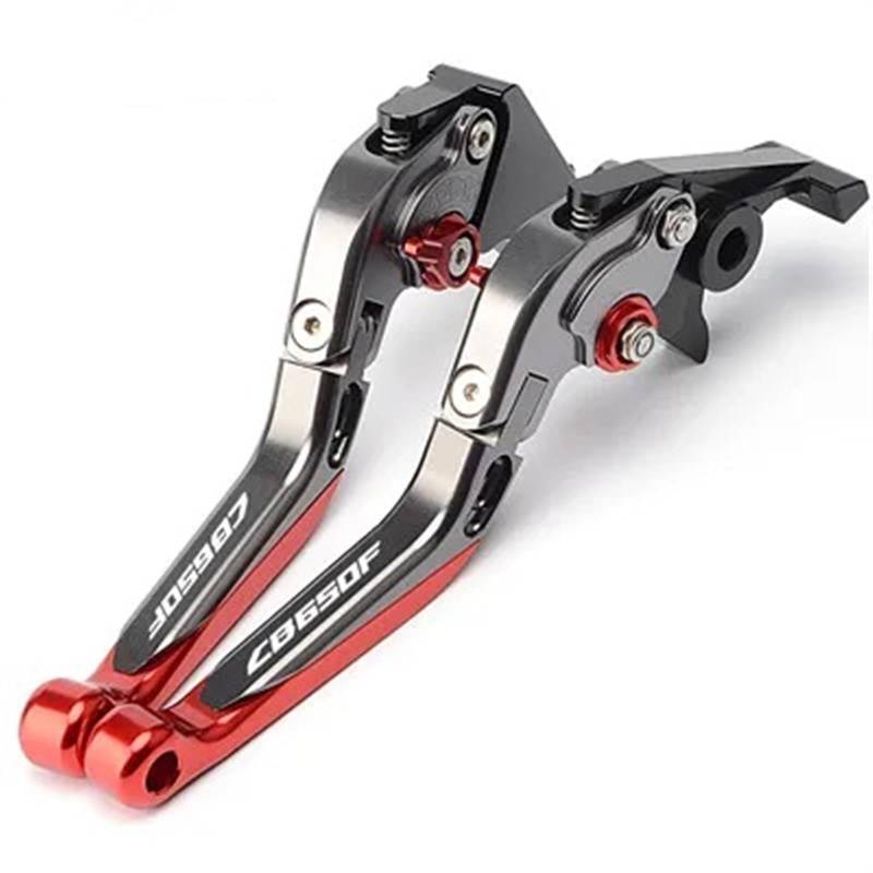 YIJIEBAO Titan & Red Laser Logo CB 650F Motorrad CNC Bremskupplungshebel Passend for CB650F 2014-2017 2015 2016 Zubehör Motorradbremskupplung(Titanium-red) von YIJIEBAO