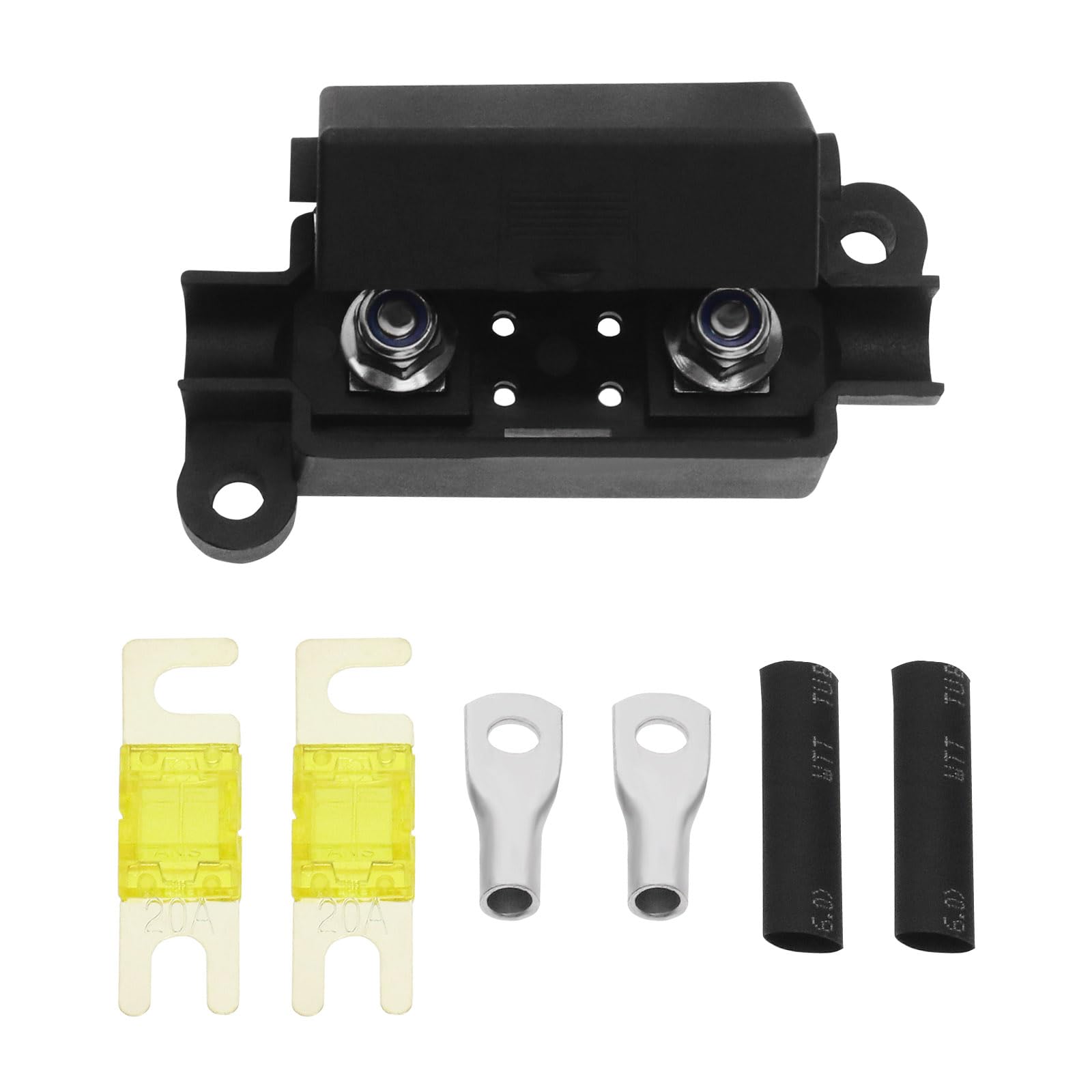 YINETTECH 1 Set Auto-Sicherungshalter mit Sicherungsmuttern Midi-Sicherungen Ringkabelschuhe Schrumpfschläuche für Motorräder Autos LKWs Fahrzeuge Sicherheitssicherungshalter 20 A von YINETTECH