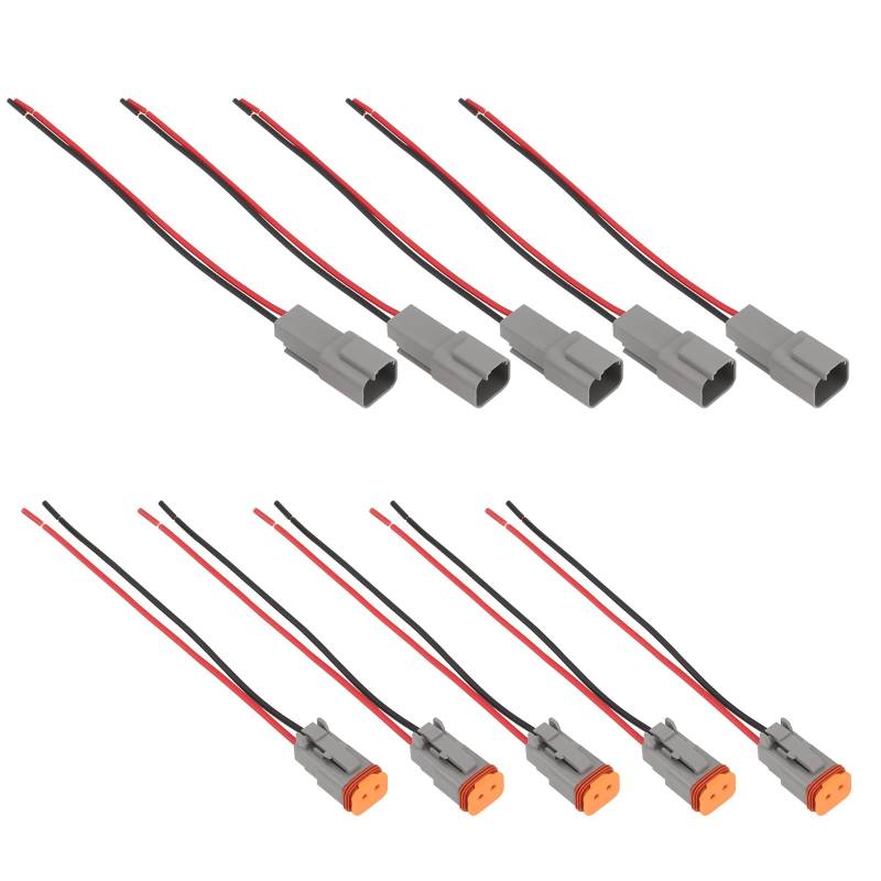 YINETTECH 10 Stück 2-poliger DT-Stecker Kfz-Elektrikstecker Stecker Und Buchse mit 15 cm 18AWG-Kabel für Kfz-Industrie- Und Renn-LED-Arbeitsscheinwerfer von YINETTECH