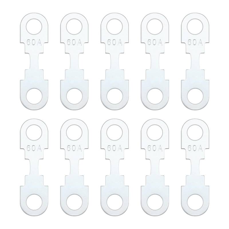 YINETTECH 10 Stück Flachsicherungsstreifen Silberfarben Zinklegierung Zubehör Ersatzteil Flachsicherungsstreifen 60A DC 32V Kompatibel mit Opel Kompatibel mit VW von YINETTECH