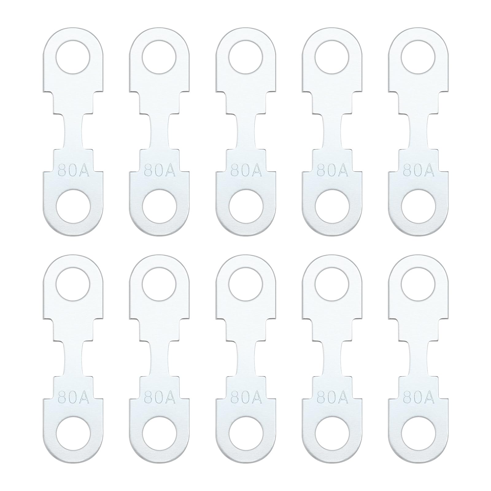 YINETTECH 10 Stück Flachsicherungsstreifen Silberfarben Zinklegierung Zubehör Ersatzteil Flachsicherungsstreifen 80A DC 32V Kompatibel mit Opel Kompatibel mit VW von YINETTECH