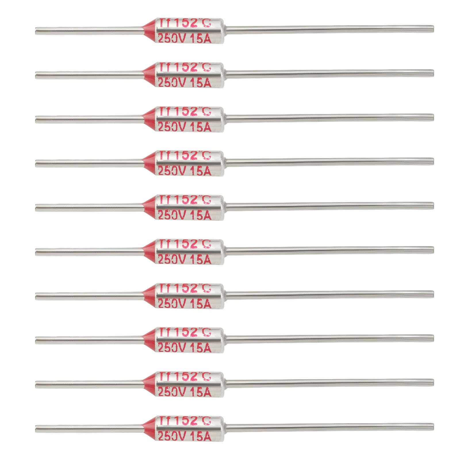 YINETTECH 10 Stück Thermosicherung Abschaltung RY Typ TF 152 °C 305,6 °F 15 Ampere 250 V Elektrische Sicherheitssicherung Überhitzungsschutz Sicherung für Überhitzungsschutz Elektrischer Geräte von YINETTECH