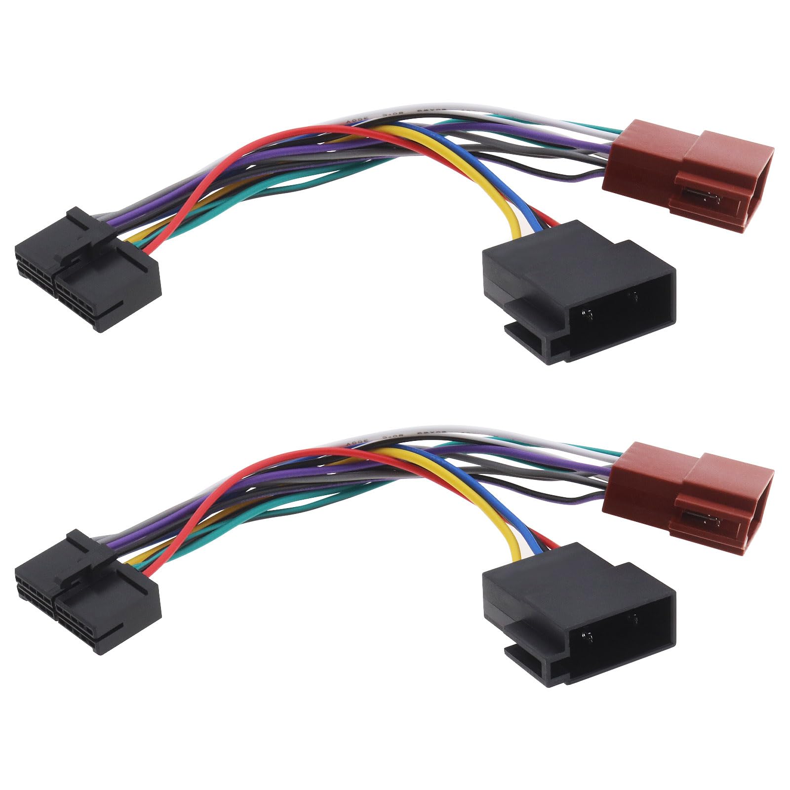 YINETTECH 2 Stück Autoradio-ISO-Adapter 20-polig auf ISO-Kabelbaum-Adapter Kabelstecker Verkabelung 17,5cm Auto-Stereo-Radio ISO-Kabelbaum für DIN-Autoradio-Anschluss mit Einziehbarem Bildschirm von YINETTECH