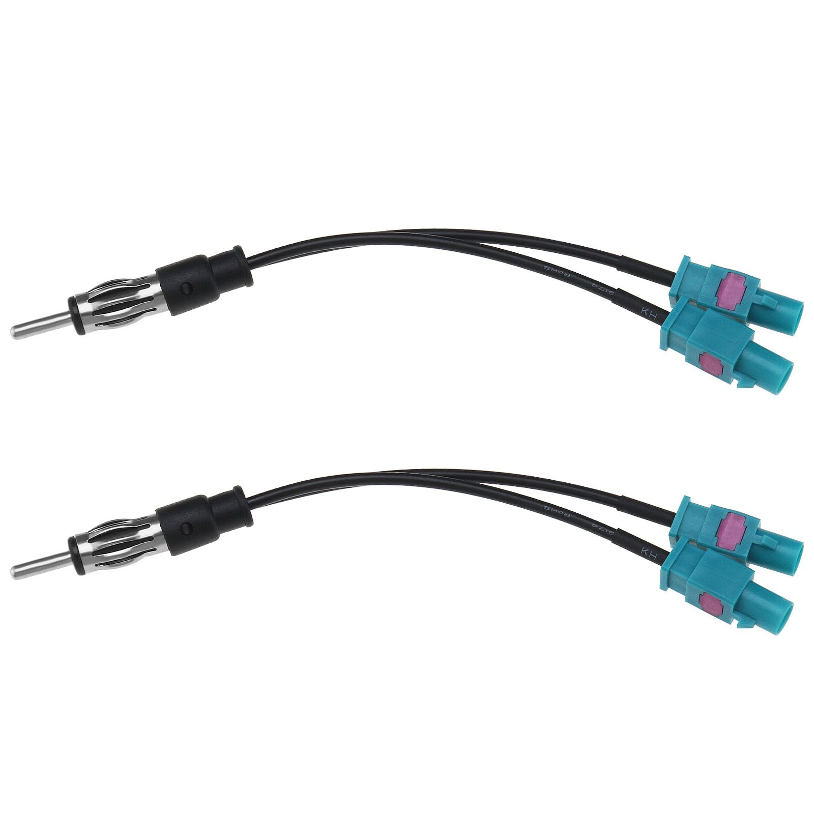 YINETTECH 2 Stück DAB-Splitter-Adapter DIN-Stecker auf Dual-Fakra-Stecker Autoradio-Antennen-Splitterkabel Fakra-Stecker auf DIN-Stecker Kabel RG174 Kompatibel mit Seat von YINETTECH