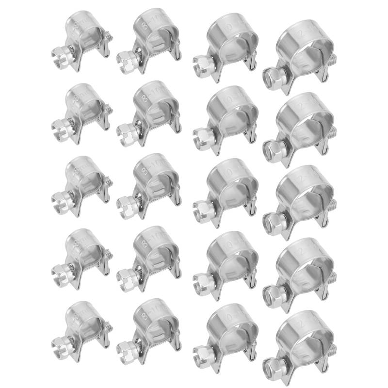 YINETTECH 20x Schlauchschellen-Set Schlauchschelle Kraftstoffschlauchschellen Rohrclips Mini-Rohrschelle für die Automobilindustrie Industrie Und Marine (6–8 Mm 8–10 Mm 10–12 Mm 12–14 Mm) von YINETTECH