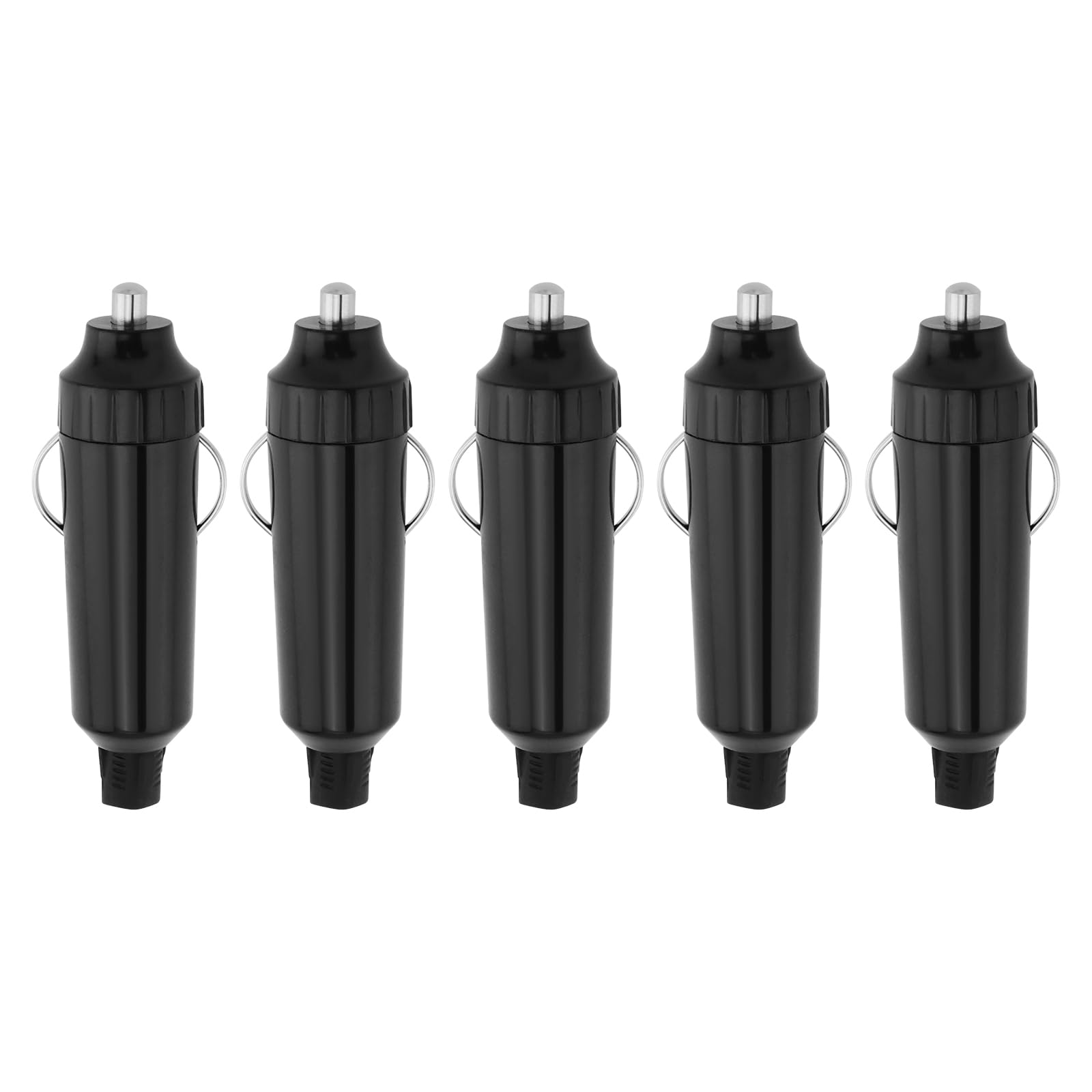 YINETTECH 5 Stück 20 A 12 Volt Robuster Zigarettenanzünder-Stecker Fürs Auto Geeignet für Kabel Bis Zu 16 AWG Funktioniert Bei -25 Bis +85 ºC Schwarz (nur Löten). von YINETTECH