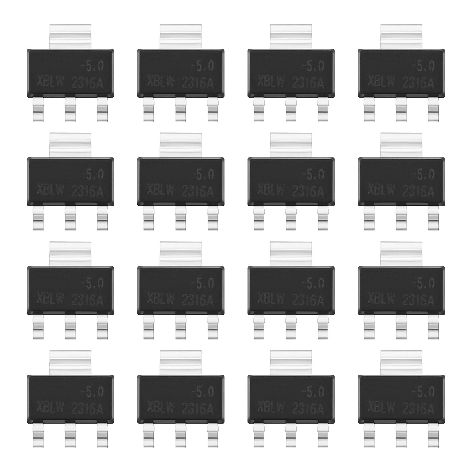 YINETTECH 50 Stück 1 A AMS-1117 Spannungsregler-Chip 3 Anschlüsse Regler Oberflächenmontierter Spannungsregler Stromversorgungsspannung SOT-223 für Elektronisches DIY-Projekt 5V von YINETTECH