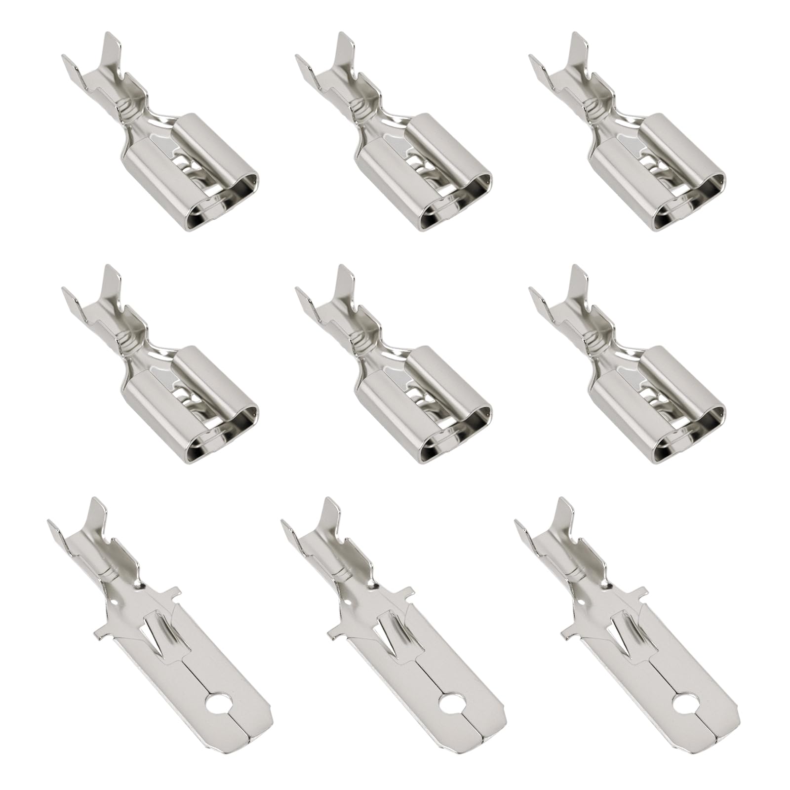 YINETTECH 50pcs 6.35mm Crimp Flat Plug Socket 1.0-2.5mm² Spade Terminal Electrical Wire Crimp Connectors Suitable for Automotive Cable Automotive Electrical von YINETTECH