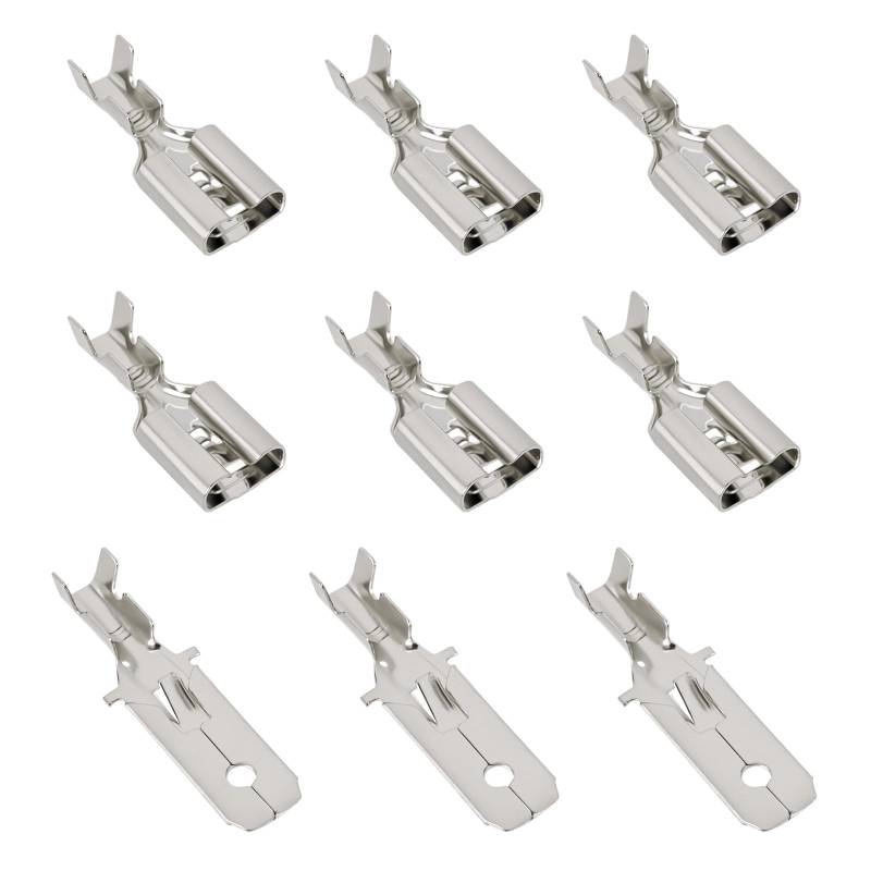 YINETTECH 50pcs 6.35mm Crimp Flat Plug Socket 1.0-2.5mm² Spade Terminal Electrical Wire Crimp Connectors Suitable for Automotive Cable Automotive Electrical von YINETTECH