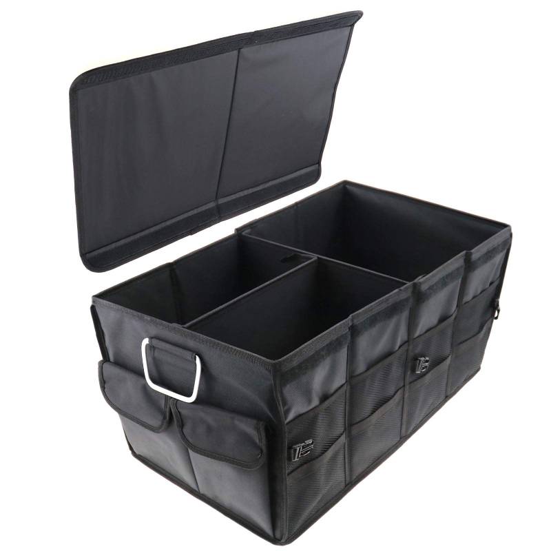 YINETTECH Kofferraum-Organizer, Aufbewahrungstasche, faltbar, 1680D, 60 x 35 x 30 cm, Schwarz von YINETTECH