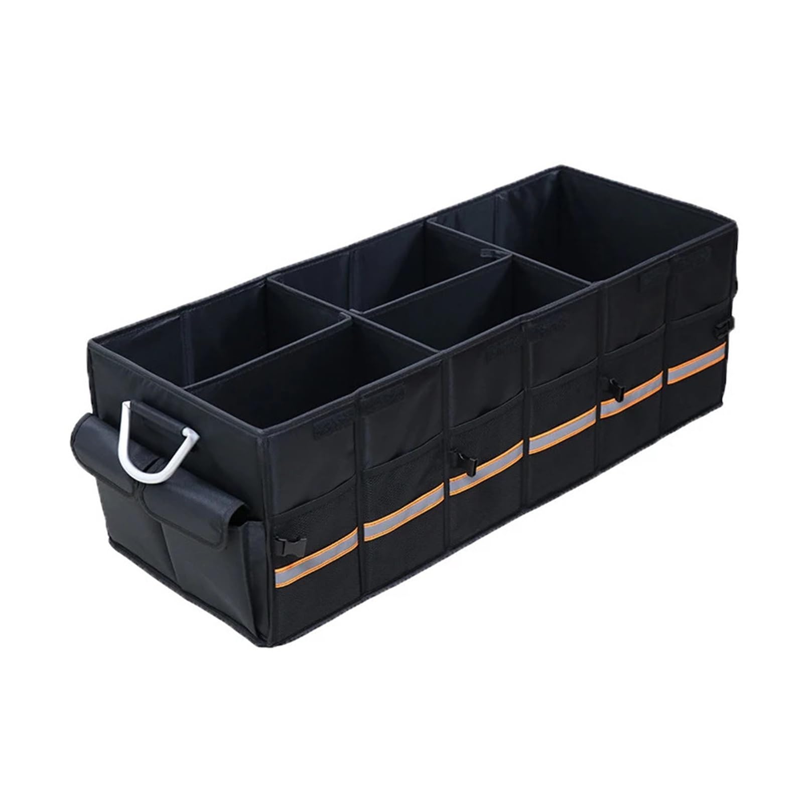 YINGWS 100L 66L Kofferraum-Organizer, faltbar, strapazierfähig, langlebig, robust, zusammenklappbar, Aufbewahrungsbox mit reflektierenden Streifen for Limousine, SUV, LKW(Black-100L) von YINGWS