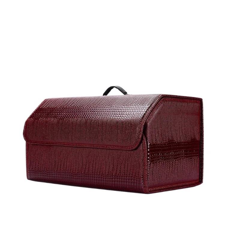 YINGWS Aufbewahrungsbox for den Kofferraum, Luxus-Krokodilmuster, Faltbare Auto-Organizer-Box, multifunktionale Aufbewahrungstasche aus PU-Leder, Autozubehör(Wine Red-Large) von YINGWS