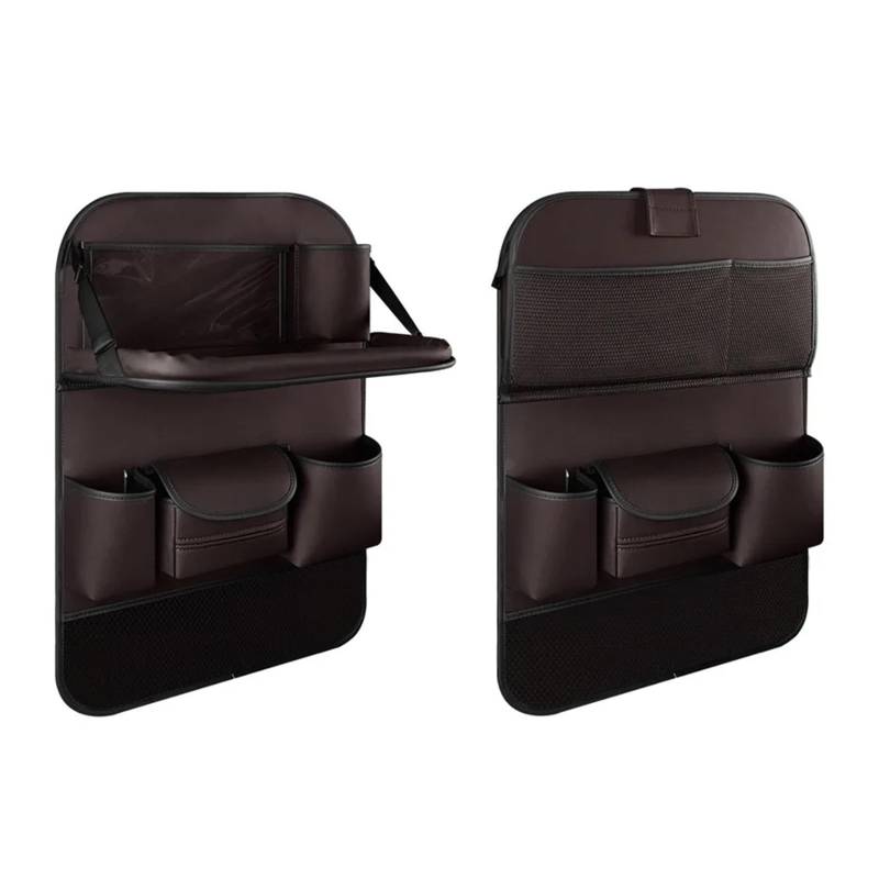 YINGWS Auto-Aufbewahrung for die Rückseite des Sitzes, Auto-Organizer, 1 Stück, Auto-Rücksitz-Organizer mit Tablet-Halter, 9 Aufbewahrungstaschen, faltbares Tablett aus PU-Leder, Sitzlehnenschutz, Tri von YINGWS