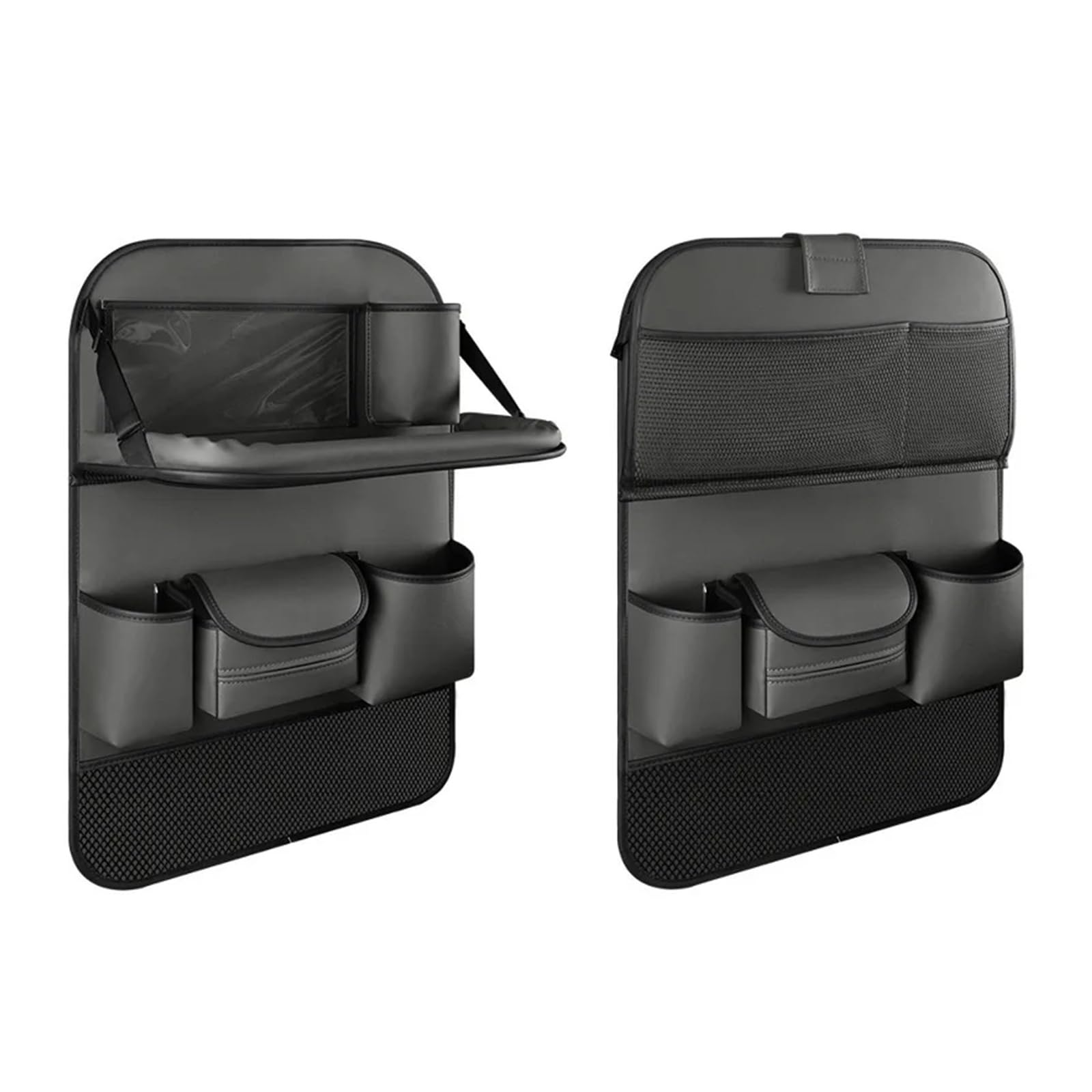 YINGWS Auto-Aufbewahrung for die Rückseite des Sitzes, Auto-Organizer, 1 Stück, Auto-Rücksitz-Organizer mit Tablet-Halter, 9 Aufbewahrungstaschen, faltbares Tablett aus PU-Leder, Sitzlehnenschutz, Tri von YINGWS