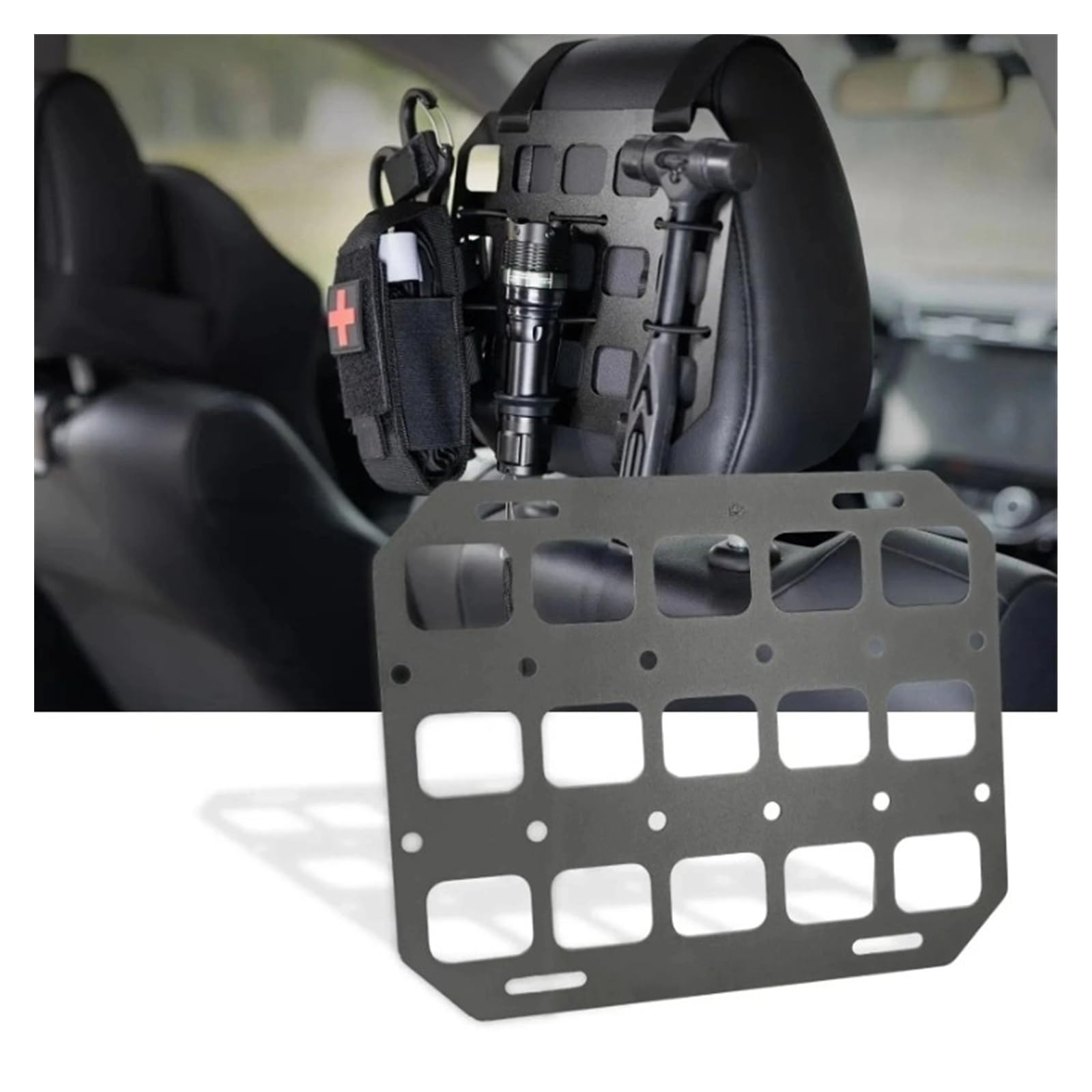 YINGWS Autositz-Organizer, multifunktional, verstellbar, taktischer Mesh-Organizer for die Rückenlehne, taktisches Molle-Panel, Auto-Innenausstattung, Autoaufbewahrung, Auto-Organizer for die Rückseit von YINGWS