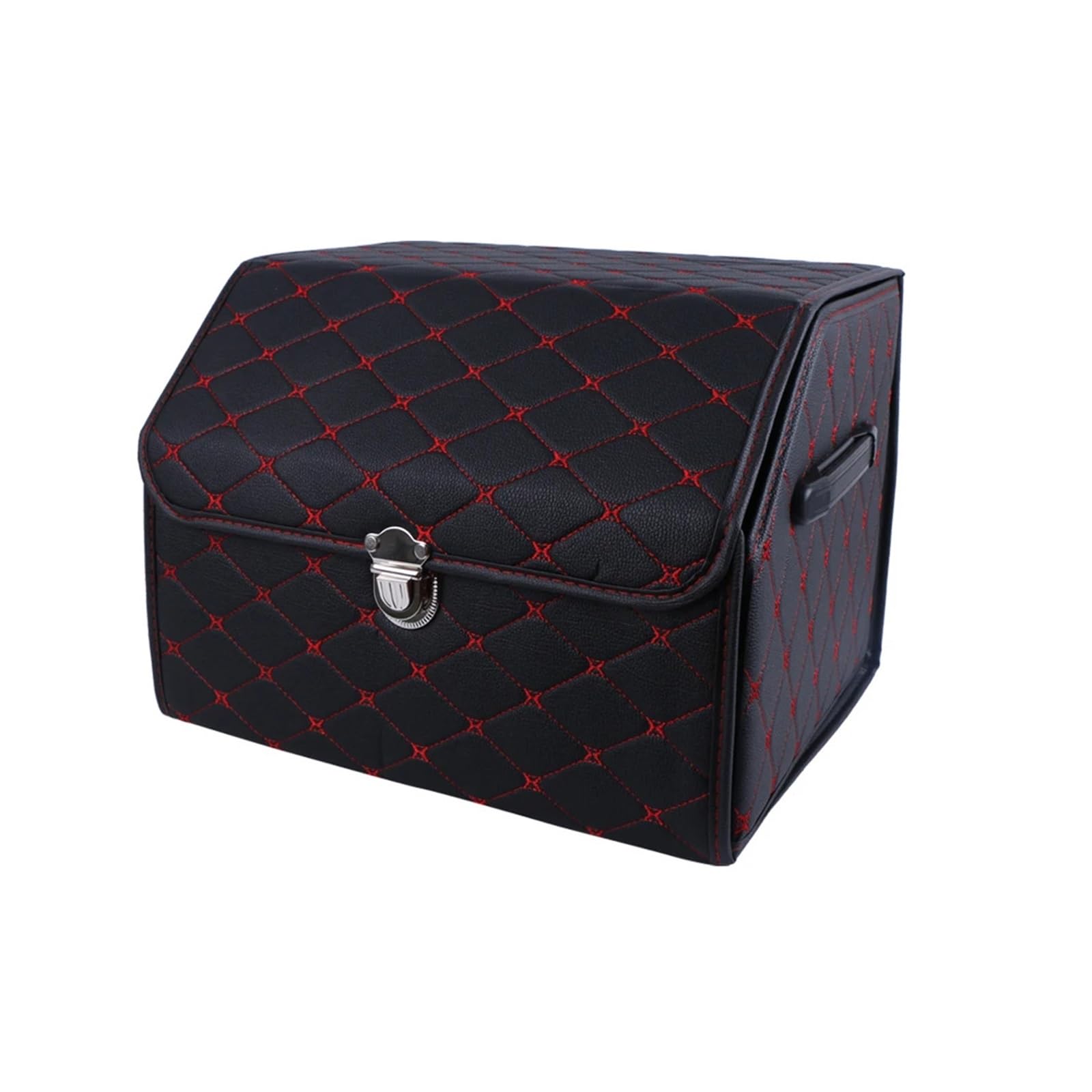 YINGWS Collapsible Car Trunk Storage Box High Capacity Organizer In The Car PU Leather Trunk Tool Box Auto Accessories Storage Bag Trunk Organizer with lid(Black-RED-S) von YINGWS