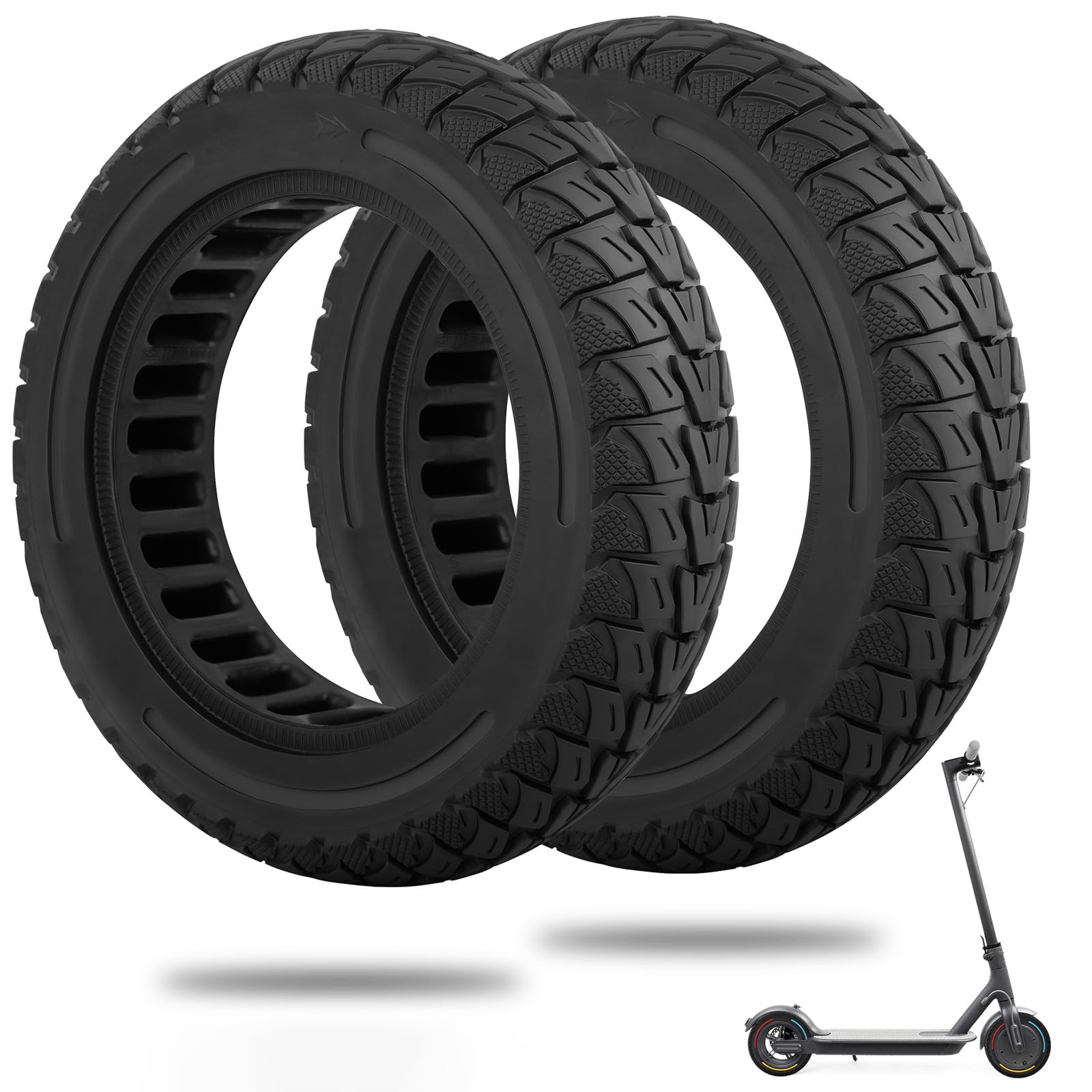 Solid Reifen,10×2.5 Zoll Ersatz-Vollgummireifen 60/70-6.5 E Scooter Reifen Tubeless für Ninebot Max G30/G30D/G30E/G30P/G30LP Elektroroller Offroad Reifen von YINUOHUA