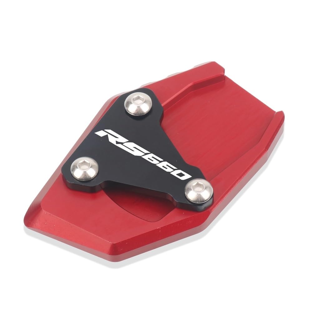 YINZO Motorrad SeitenstäNder Für Aprilia RS660 RS 660 2020-2023 Motorrad CNC Aluminium Kickstand Fuß Seitenständer Verlängerungspolster Stützplatte(Red) von YINZO