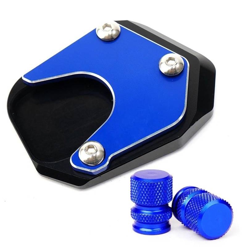 YINZO Motorrad SeitenstäNder Für CBR 1000RR CBR1000RR CBR 1000 RR 2004-2006 2007 Motorradzubehör Ständer Fuß Seitenständer Pad Reifen Ventilkappen(Blue 1set) von YINZO