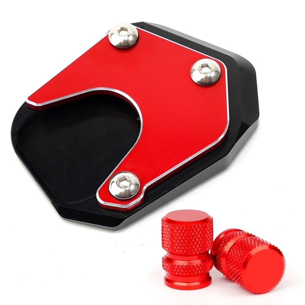 YINZO Motorrad SeitenstäNder Für CBR 1000RR CBR1000RR CBR 1000 RR 2004-2006 2007 Motorradzubehör Ständer Fuß Seitenständer Pad Reifen Ventilkappen(Red 1set) von YINZO