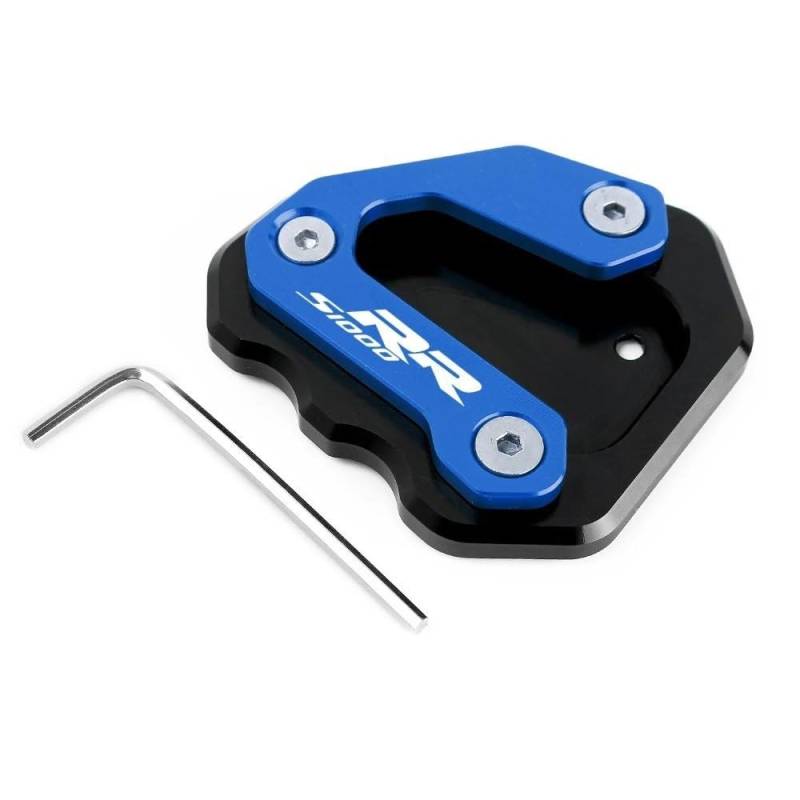 YINZO Motorrad SeitenstäNder Für S1000RR S1000 RR 2009-2018 Motorrad Zubehör CNC Aluminium Ständer Seitenständer Verlängerung Vergrößerungsplatte Pad(Black Blue) von YINZO