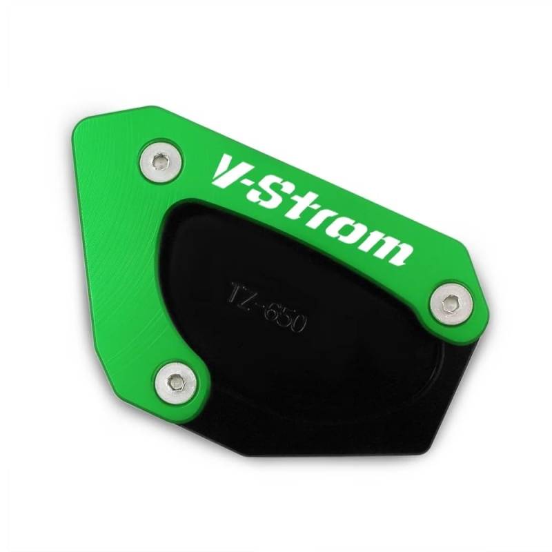 YINZO Motorrad SeitenstäNder Für Suzuki V-Strom 650 /XT VSTROM Dl 650 DL650 V STROM650 2004-2023 Motorrad Seite Stehen Enlarger Kickstand Platte Pad(Green) von YINZO