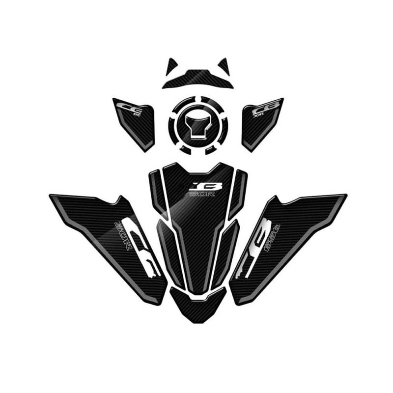 YINZO Motorrad Tankspad Für CB650R 2021-2022 3D Motorrad Zubehör Aufkleber Tank Pad Decals(Black1) von YINZO