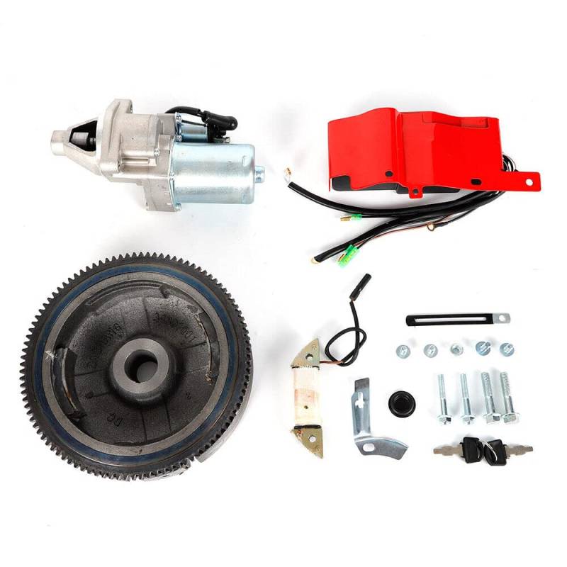 Schwungrad Anlasser Schwungrad Kit Elektrostarter-Kit Schwungrad-Startermotor für Honda 11HP GX390 13HP von YISSALE