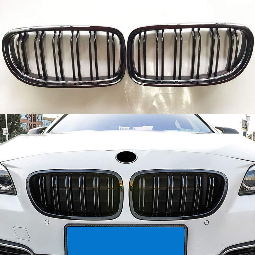 E90 E91 Kühlergrille passend für BMW 3er E90 E91 LCI Bj Nieren Schwarz grill vorne 2009-2011 Doppellamellen Schwarzer Glanz von YIUBCZOQI