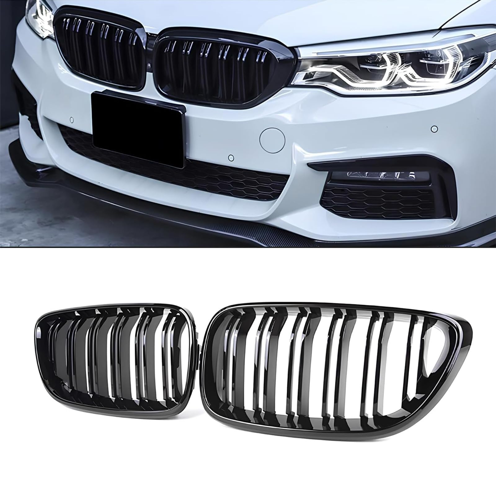 YIUBCZOQI F22 F23 Nieren Schwarz Kühlergrill Passend für BMW 2er F22 Coupé F23 Cabriolet M2 F87 Grill Glanz Schwarz Doppelsteg Sport Kühlergrill 2014-2018 von YIUBCZOQI