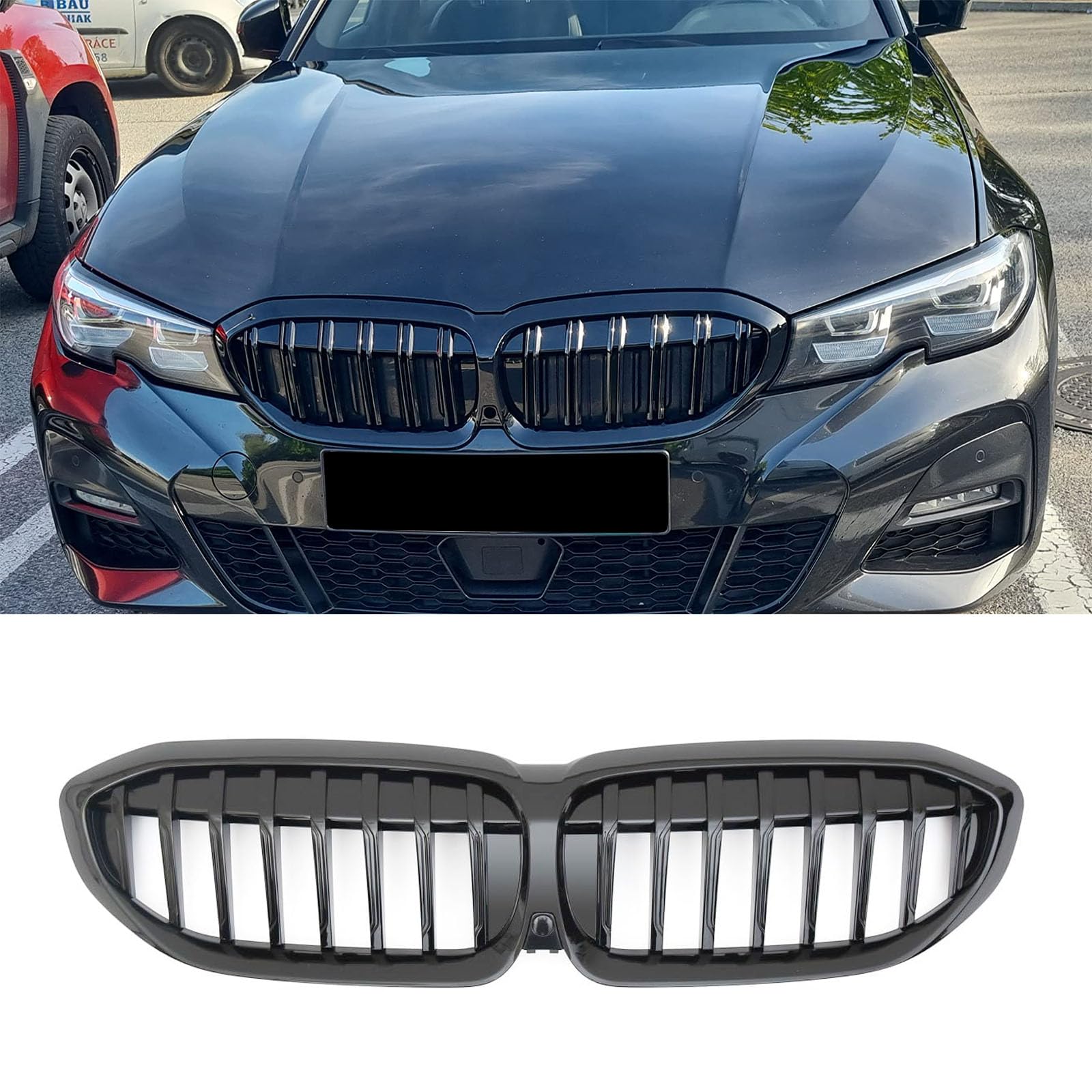 YIUBCZOQI G20 G21 Kühlergrill für BMW 3er G20 G21 Schwarze Nieren G20 G21 316i 318i 320i 328i 330i 335i 340i Nieren Sport Grill G21 Vorne Nieren Doppelsteg Grill 2019-2022 von YIUBCZOQI