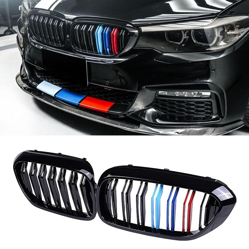 YIUBCZOQI G30 Kühlergrill passend für BMW 5er G30 G31 Nieren schwarz glänzende Farbe Doppelsteg Sport Grill 2017 2018 2019 2020 von YIUBCZOQI