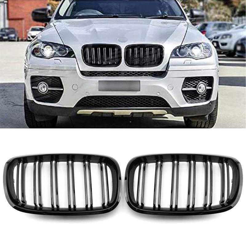 YIUBCZOQI Radiator Grille for X5 E70 X6 E71 2006-2013 Kidney Double Bridge Sport Gloss Black von YIUBCZOQI