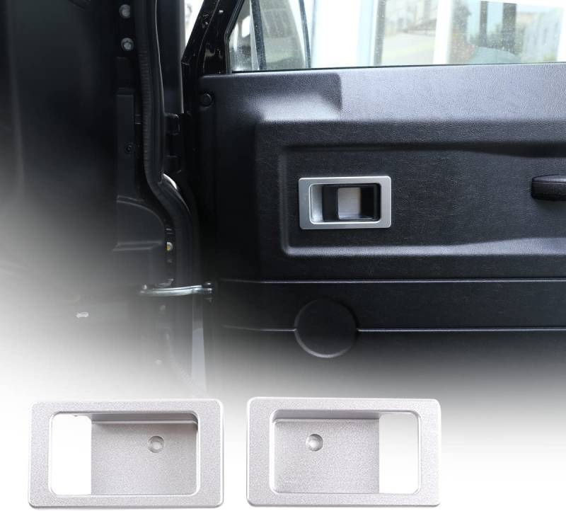 Für LR Defender 90 110 130 2004–2018 Aluminium-Legierung Auto Innentür Schüssel Dekoration Abdeckung Defender Auto Zubehör (Silber 2 Stück) von YIWANG